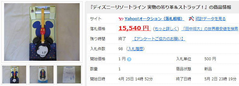 ディズニーリゾートライン 実物の吊り革＆ストラップ の価格比較｜ヤフオク（ヤフーオークション）落札相場  オークファン（aucfan.com）
