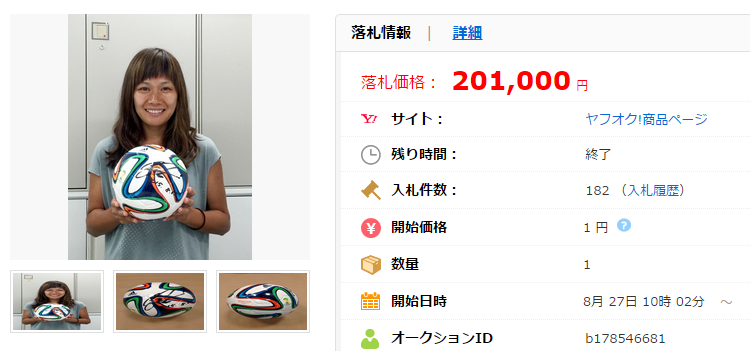 チャリティ 川澄奈穂美選手 サイン入りフットサルボール「中古」の価格比較｜被災地支援チャリティー｜ヤフオク（ヤフーオークション）落札相場  オークファン（aucfan.com）